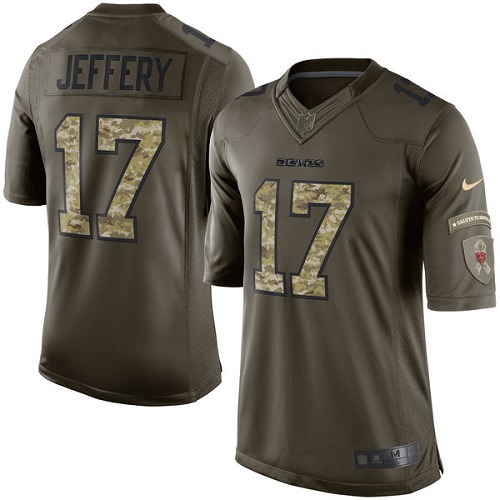 Men's Elite Alshon Jeffery Nike Jersey Green - #17 Salute to Service NFL Chicago Bears